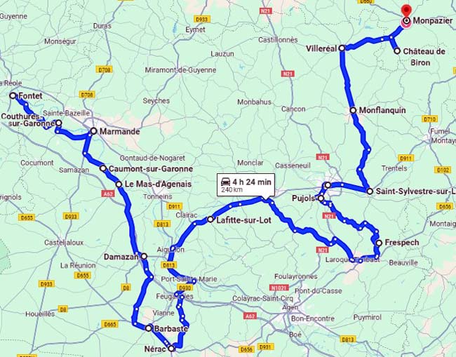 Itinéraire Lot et Garonne